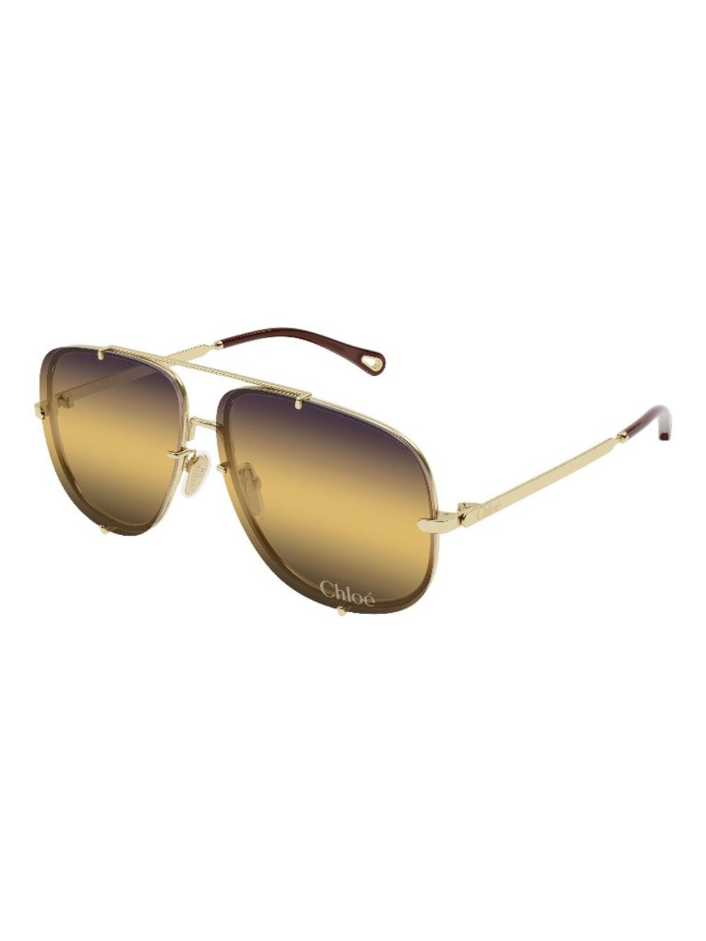 New Chloé Women's Sunglasses Gold Yellow Lens Metal Frame CH0348S 004 62